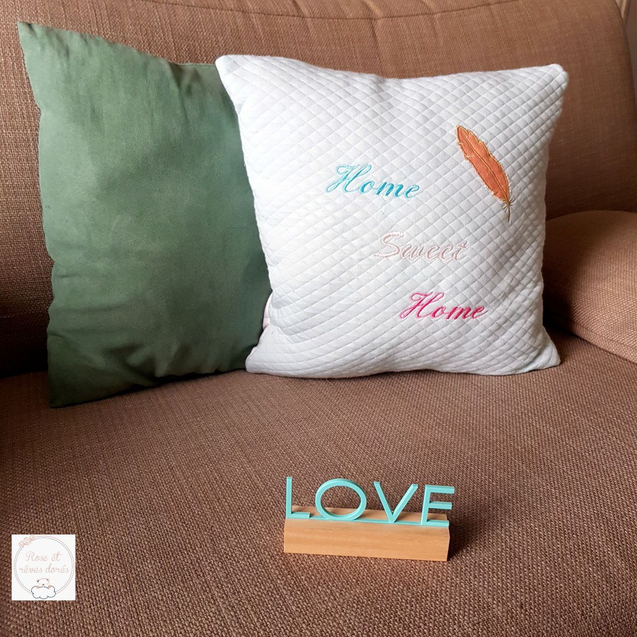 housse de coussin Rose et rêves dorés