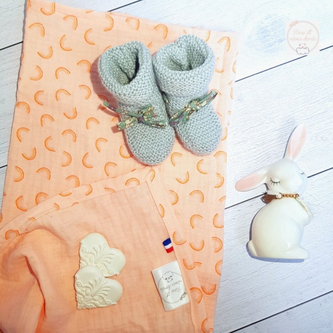 lange bébé personnalisable rose et rêves dorés