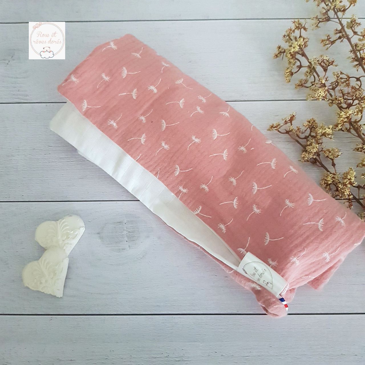 lange original cadeau bébé Rose et rêves dorés