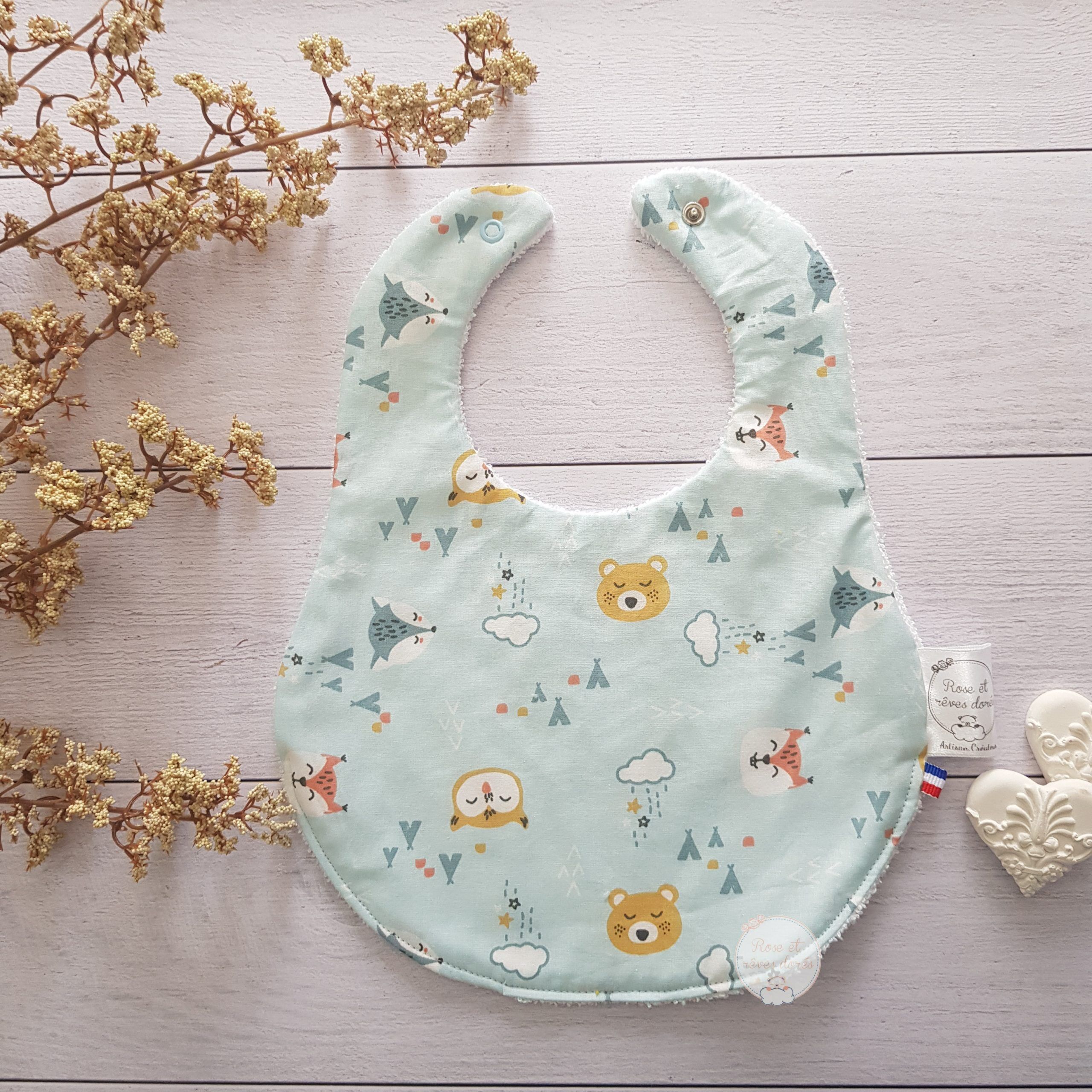 bavoir pour enfant motifs petits animaux