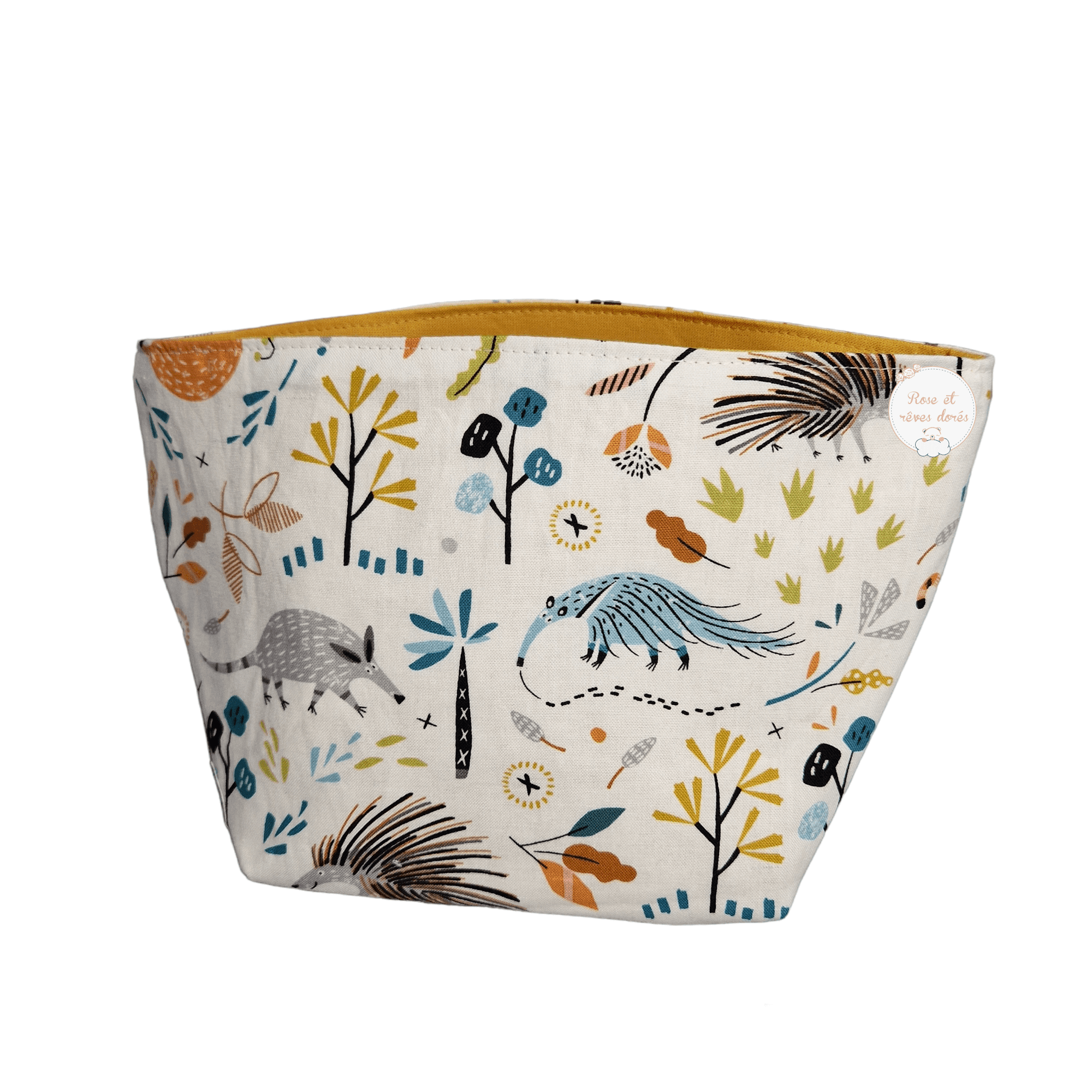 panière de rangement Rose et rêves dorés