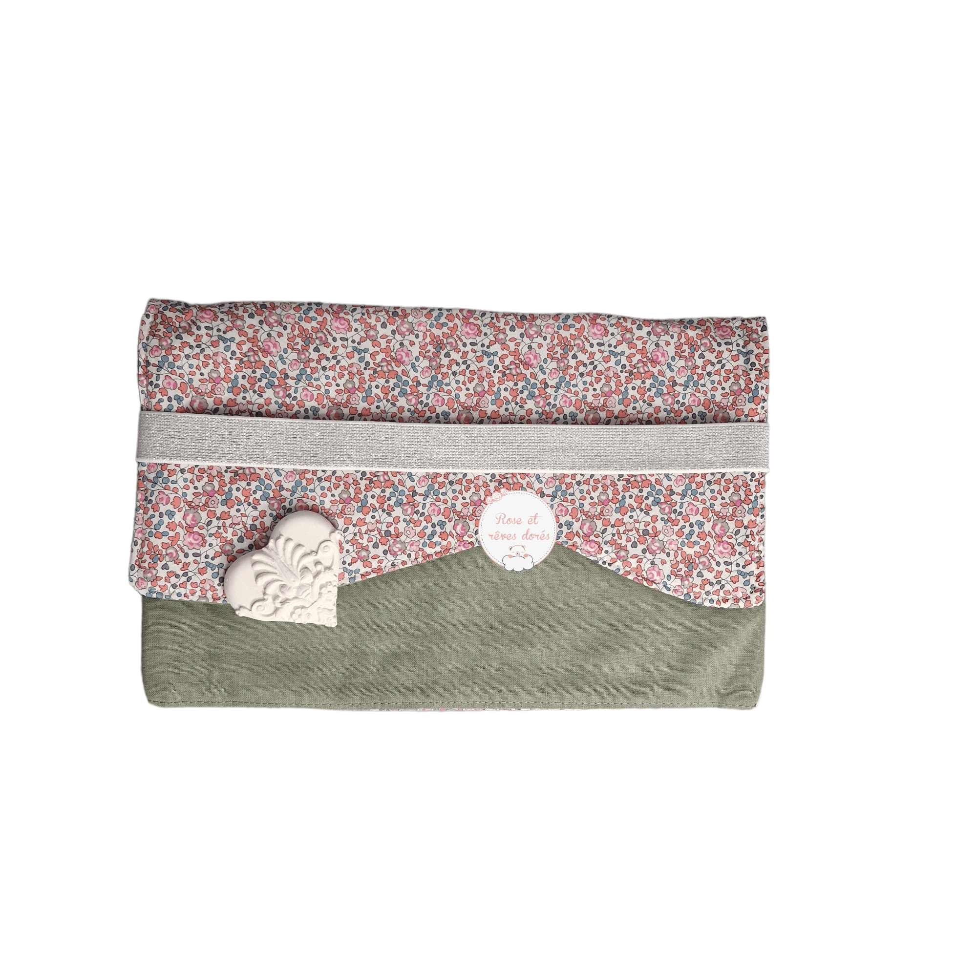 pochette pour ranger les carnets de santé modèle exclusif Rose et rêves dorés