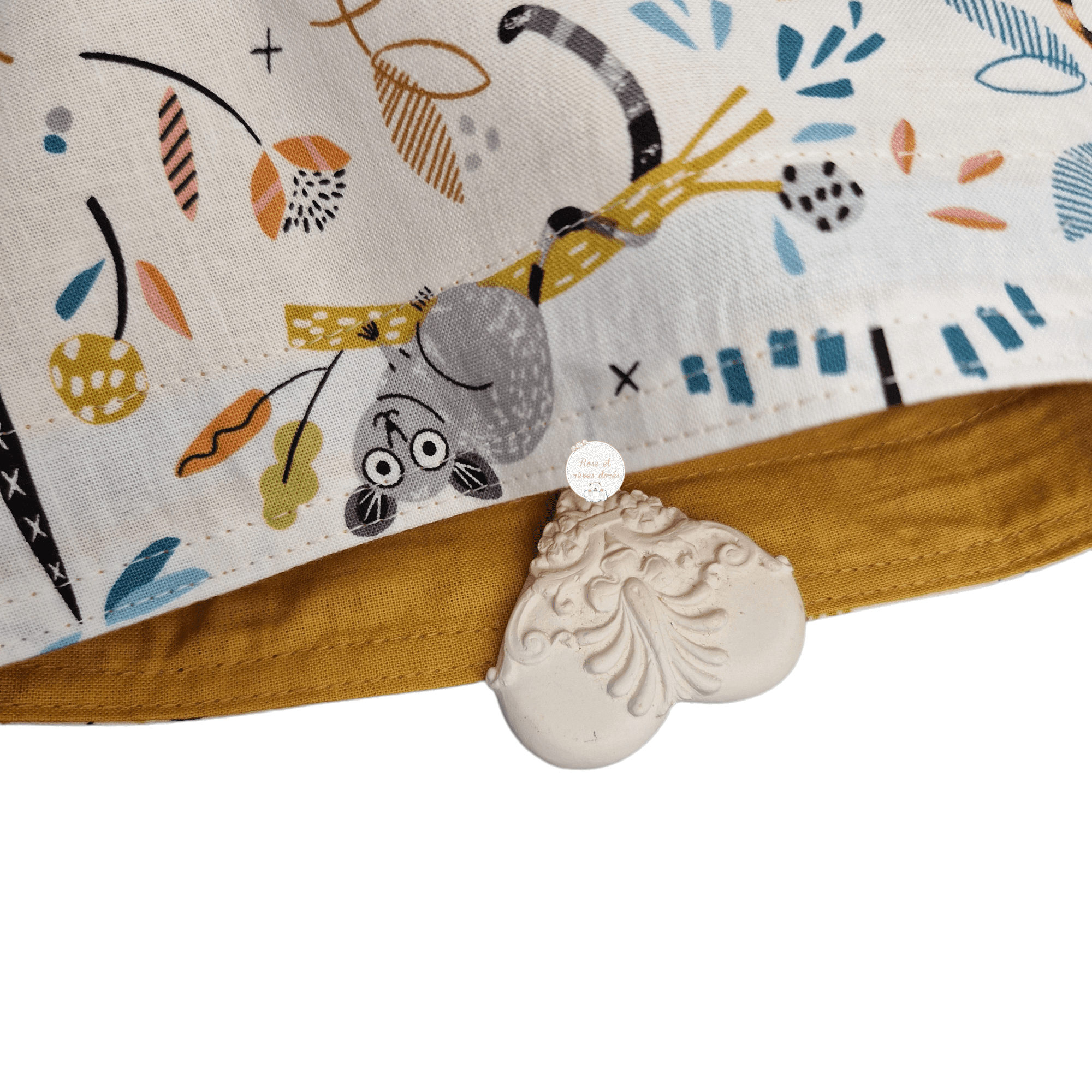 détail sur les pochons doublés Rose et rêves dorés